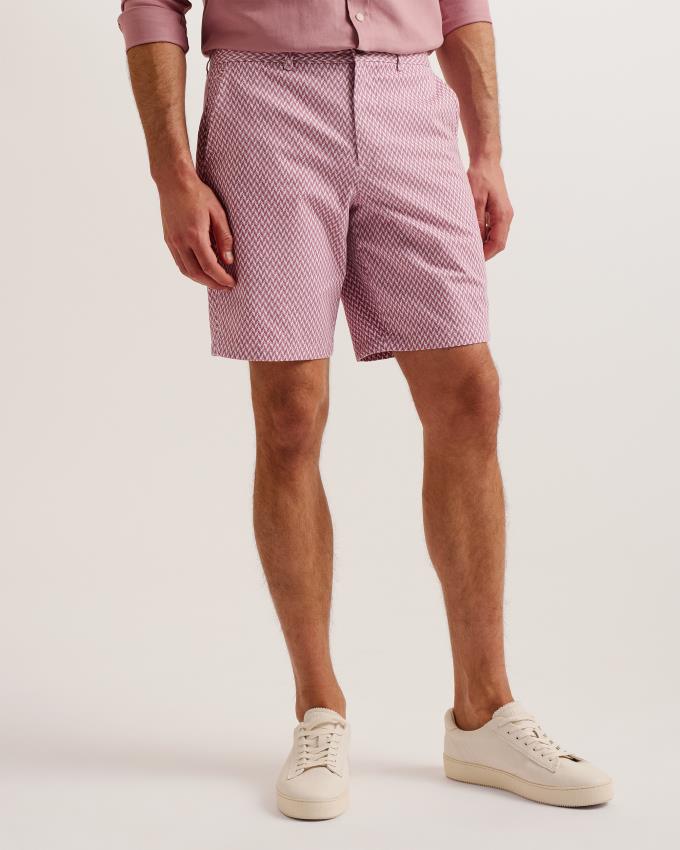 Short Ted Baker Geometric Print Chino Rose Homme | ZTN-98418408